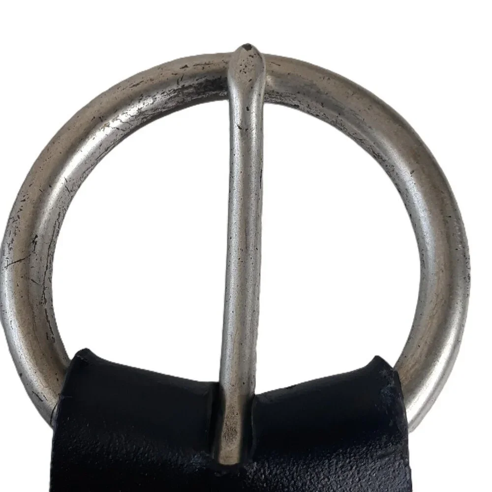 Black Leather Whipstitch Belt S by Perry Ellis Western Rodeo Boho